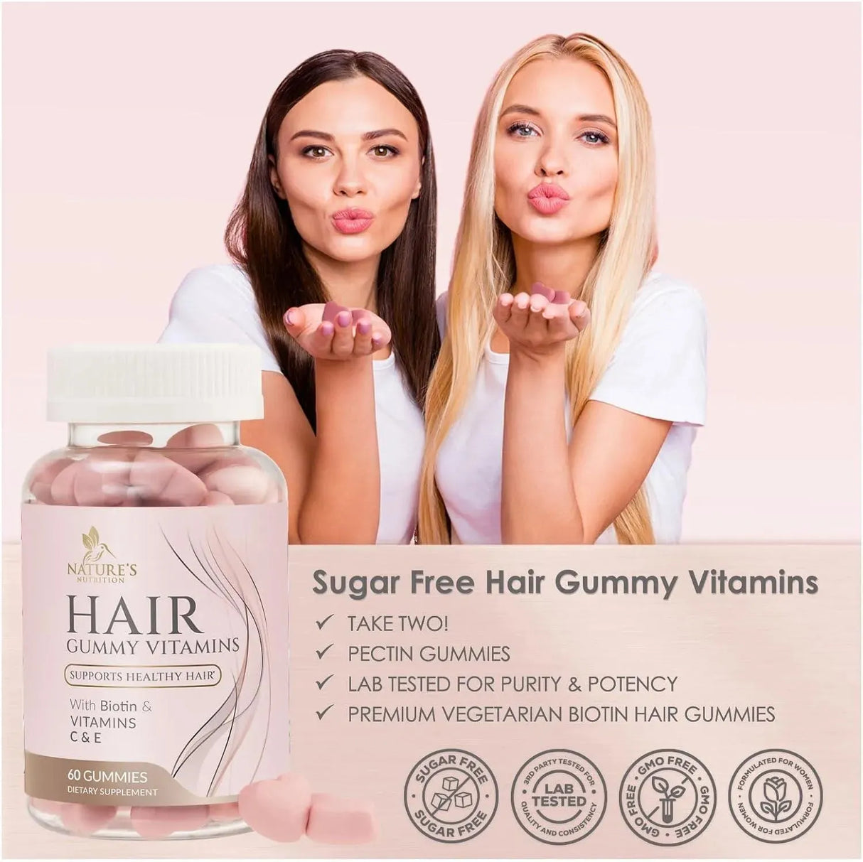 NATURE'S NUTRITION - Nature's Nutrition Sugar Free Hair Vitamins Gummies with Biotin 60 Gomitas - The Red Vitamin MX - Suplementos Alimenticios - {{ shop.shopifyCountryName }}