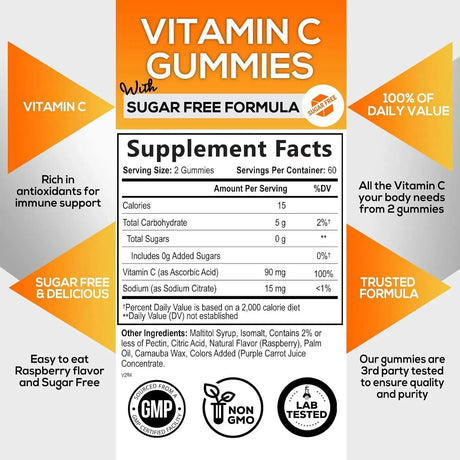 NATURE'S NUTRITION - Nature's Nutrition Sugar Free Vitamin C Gummies 120 Gomitas - The Red Vitamin MX - Suplementos Alimenticios - {{ shop.shopifyCountryName }}