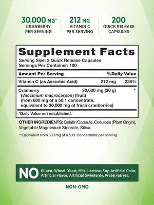 NATURE'S TRUTH - Cranberry Concentrate Plus Vitamin C 200 Capsulas - The Red Vitamin MX - Suplementos Alimenticios - {{ shop.shopifyCountryName }}