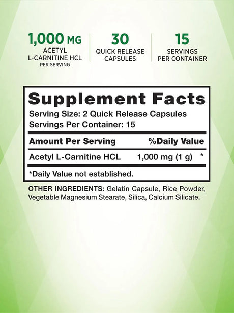 NATURE'S TRUTH - Nature's Truth Acetyl L-Carnitine HCL 1000Mg. 30 Capsulas - The Red Vitamin MX - Suplementos Alimenticios - {{ shop.shopifyCountryName }}