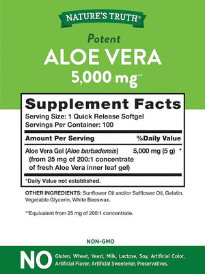 NATURE'S TRUTH - Nature's Truth Aloe Vera Gel 5000Mg. 100 Capsulas Blandas - The Red Vitamin MX - Suplementos Alimenticios - {{ shop.shopifyCountryName }}