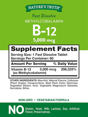 NATURE'S TRUTH - Nature's Truth B12 Vitamin 5000mcg 60 Tabletas - The Red Vitamin MX - Suplementos Alimenticios - {{ shop.shopifyCountryName }}