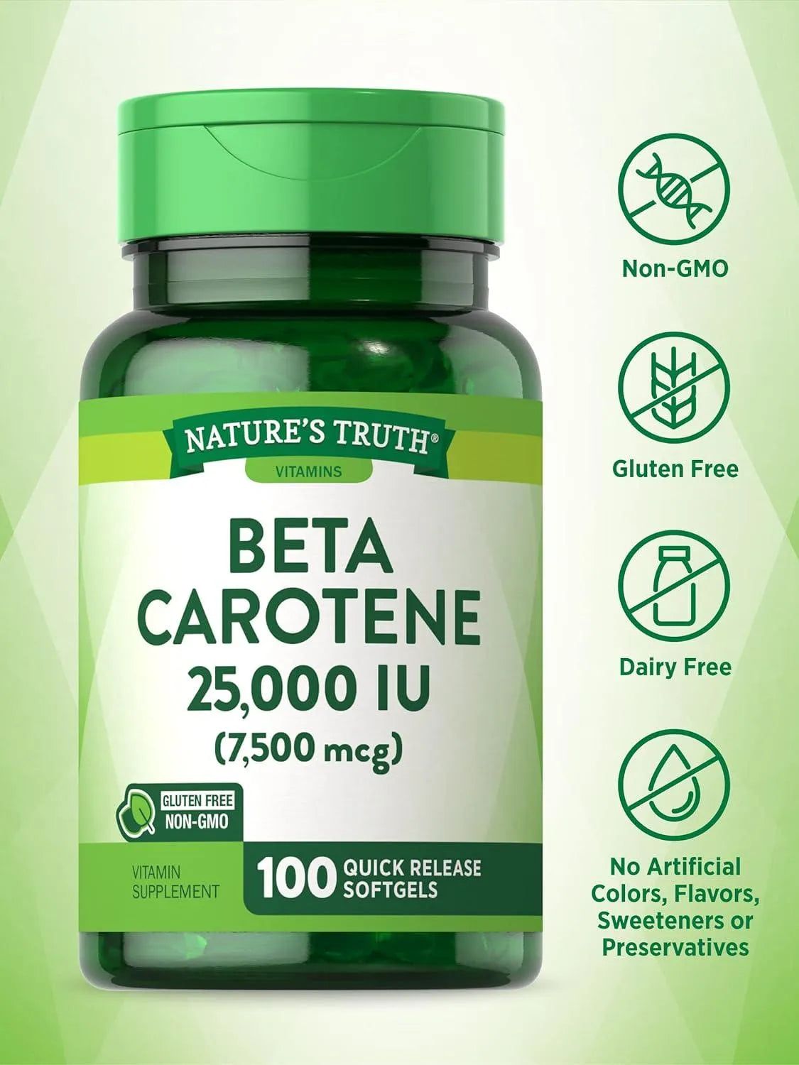 NATURE'S TRUTH - Nature's Truth Beta Carotene 25000 IU 100 Capsulas Blandas - The Red Vitamin MX - Suplementos Alimenticios - {{ shop.shopifyCountryName }}