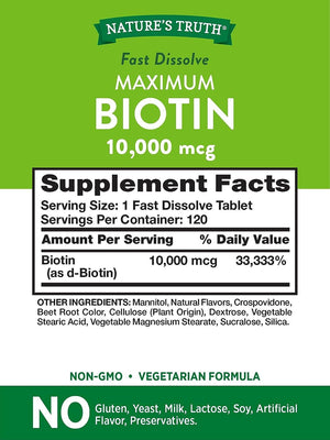 NATURE'S TRUTH - Nature's Truth Biotin 10000 mcg 120 Tabletas - The Red Vitamin MX - Suplementos Alimenticios - {{ shop.shopifyCountryName }}