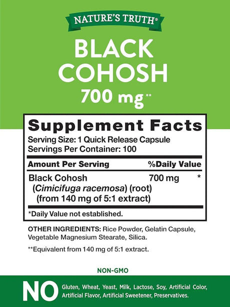 NATURE'S TRUTH - Nature's Truth Black Cohosh 700Mg. 100 Capsulas - The Red Vitamin MX - Suplementos Alimenticios - {{ shop.shopifyCountryName }}