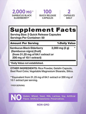 NATURE'S TRUTH - Nature's Truth Black Elderberry Capsules 2000Mg. 100 Capsulas - The Red Vitamin MX - Suplementos Alimenticios - {{ shop.shopifyCountryName }}