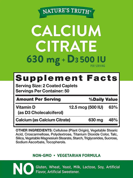 NATURE'S TRUTH - Nature's Truth Calcium Citrate with Vitamin D3 100 Tabletas - The Red Vitamin MX - Suplementos Alimenticios - {{ shop.shopifyCountryName }}