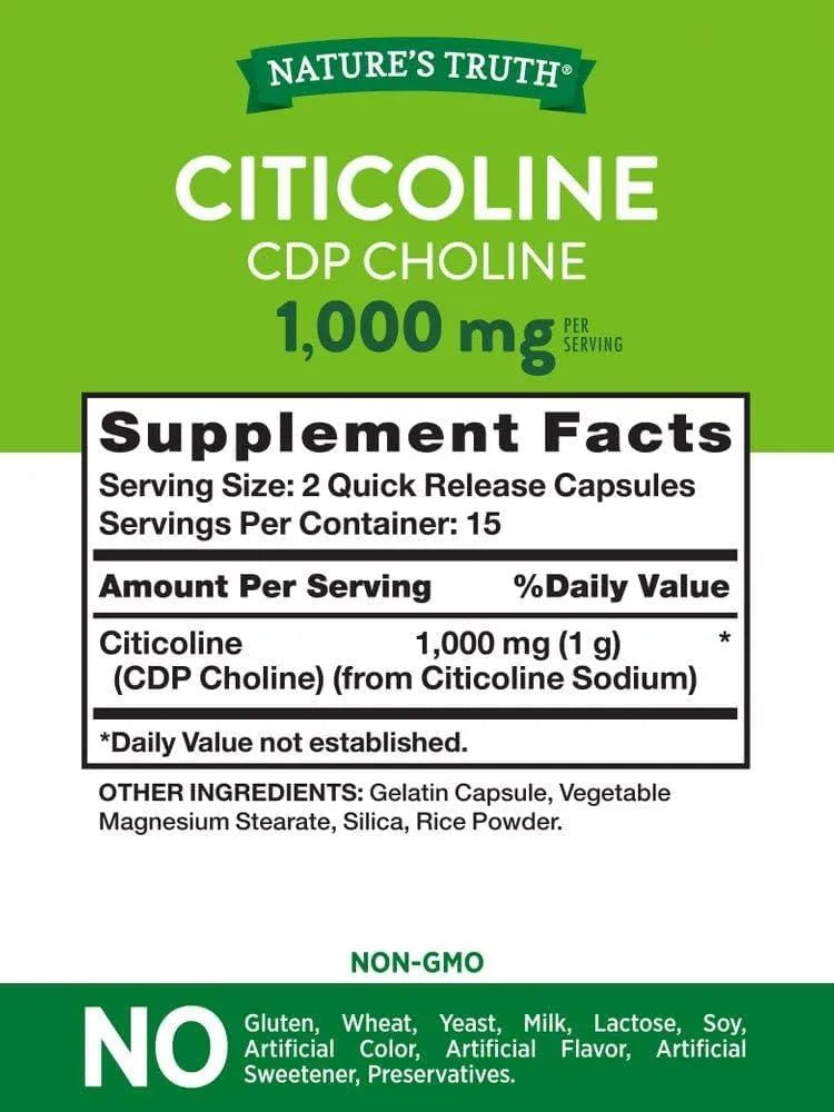 NATURE'S TRUTH - Nature's Truth Citicoline 1000Mg. 30 Capsulas - The Red Vitamin MX - Suplementos Alimenticios - {{ shop.shopifyCountryName }}