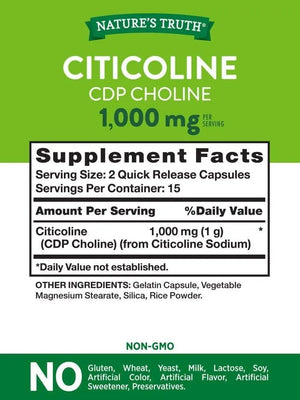 NATURE'S TRUTH - Nature's Truth Citicoline 1000Mg. 30 Capsulas - The Red Vitamin MX - Suplementos Alimenticios - {{ shop.shopifyCountryName }}