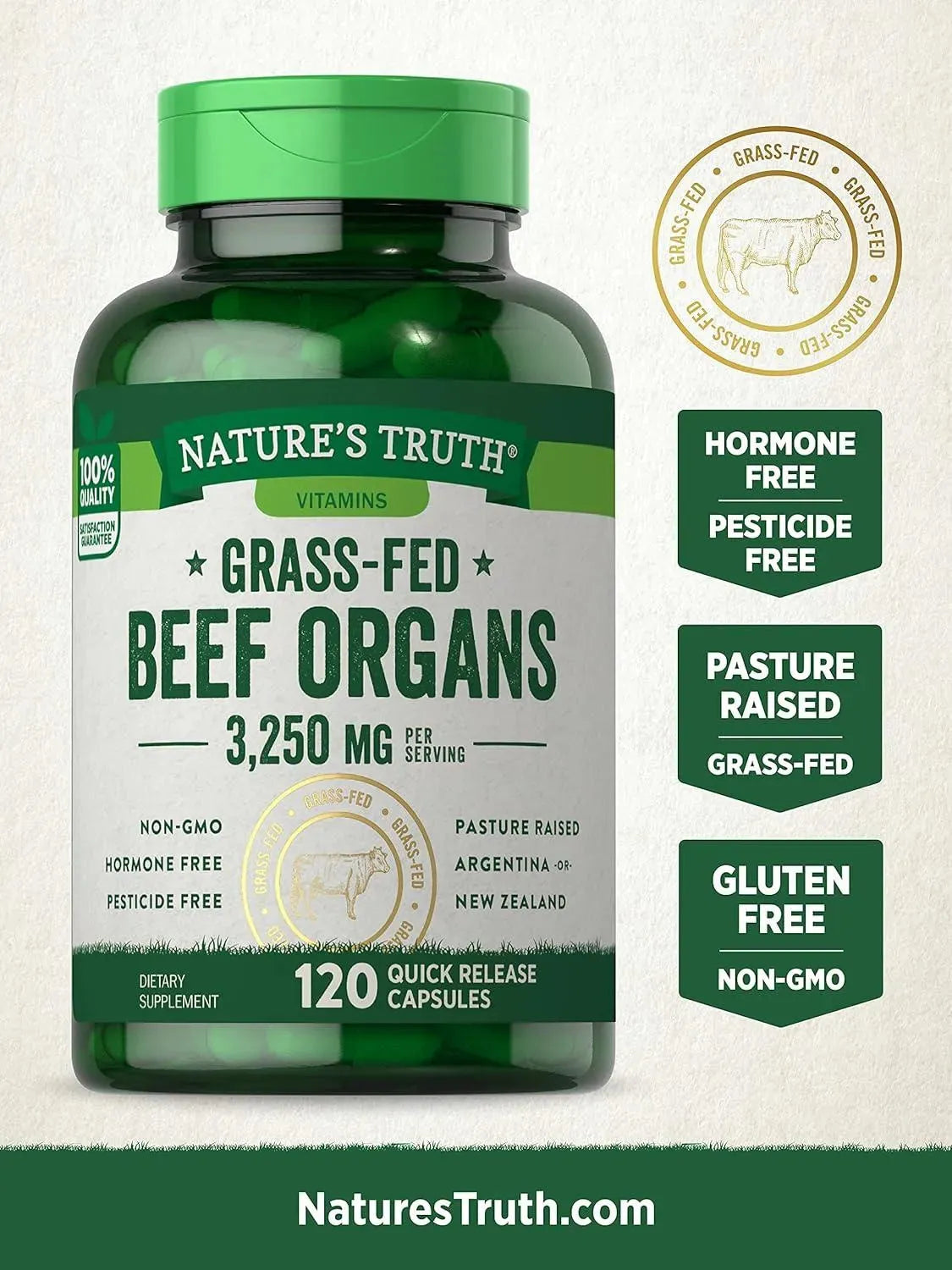 NATURE'S TRUTH - Nature's Truth Grass Fed Beef Organs 3250Mg. 120 Capsulas - The Red Vitamin MX - Suplementos Alimenticios - {{ shop.shopifyCountryName }}