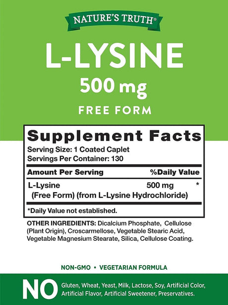 NATURE'S TRUTH - Nature's Truth L-Lysine 500Mg. 130 Tabletas - The Red Vitamin MX - Suplementos Alimenticios - {{ shop.shopifyCountryName }}