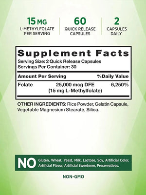 NATURE'S TRUTH - Nature's Truth L Methylfolate 15Mg. 60 Capsulas - The Red Vitamin MX - Suplementos Alimenticios - {{ shop.shopifyCountryName }}