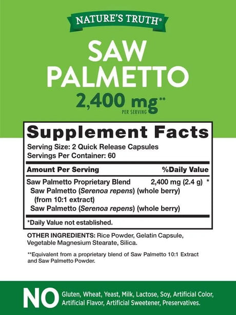 NATURE'S TRUTH - Nature's Truth Saw Palmetto 2400Mg. 120 Capsulas - The Red Vitamin MX - Suplementos Alimenticios - {{ shop.shopifyCountryName }}