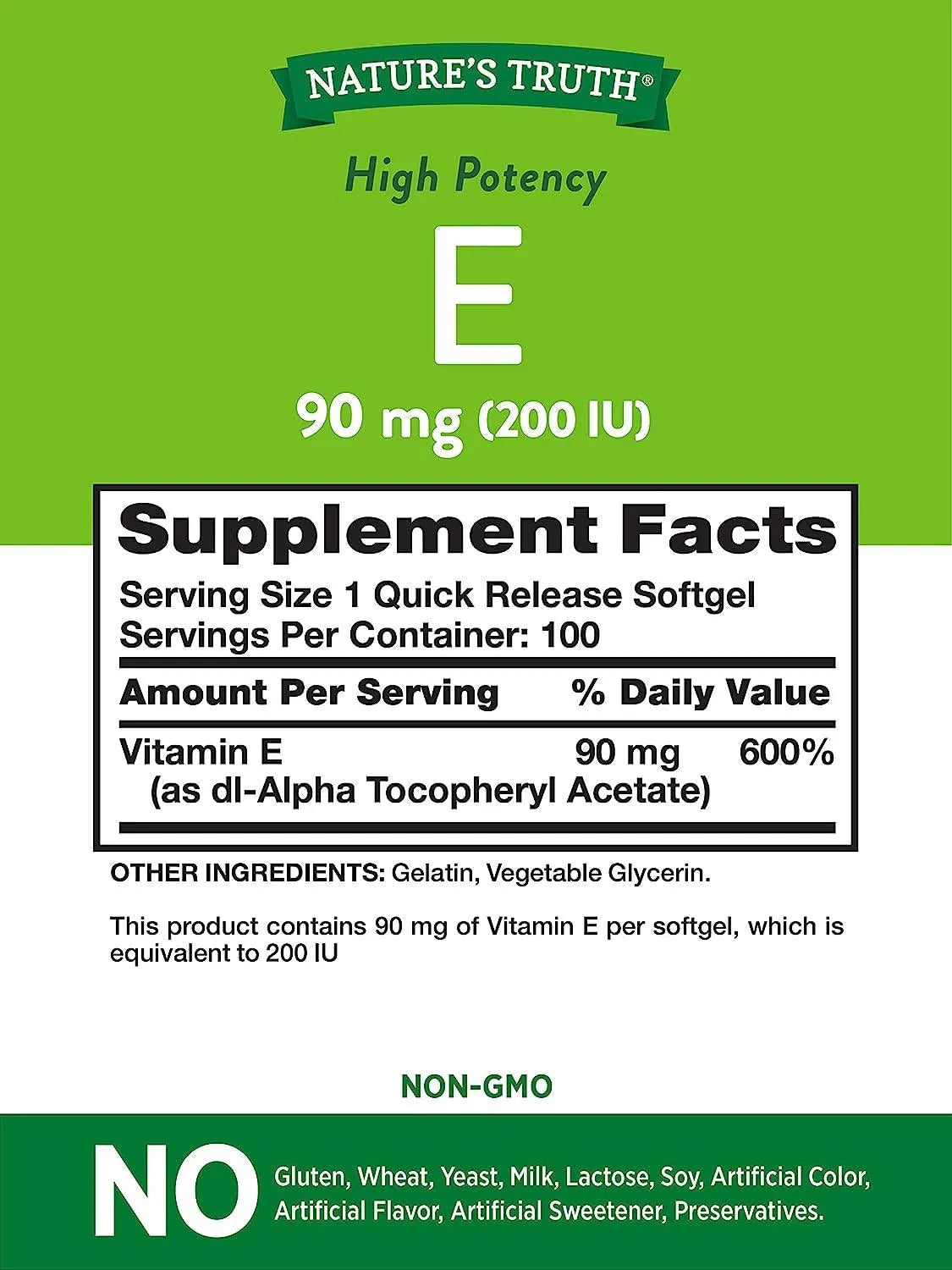 NATURE'S TRUTH - Nature's Truth Vitamin E Capsules 200 IU 100 Capsulas Blandas - The Red Vitamin MX - Suplementos Alimenticios - {{ shop.shopifyCountryName }}