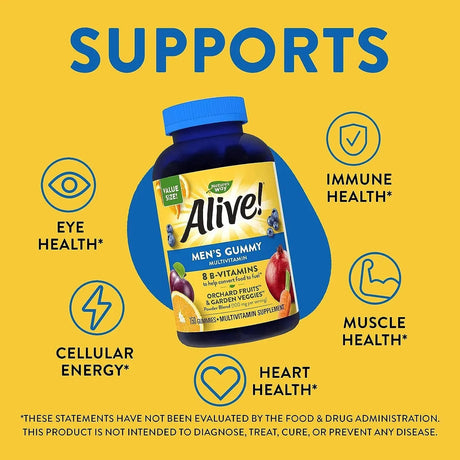 NATURE'S WAY - Nature's Way Alive! Men's Daily Gummy Multivitamin 150 Gomitas - The Red Vitamin MX - Suplementos Alimenticios - {{ shop.shopifyCountryName }}