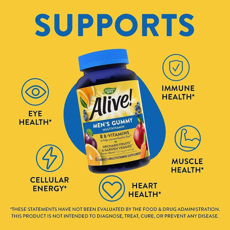 NATURE'S WAY - Nature's Way Alive! Men's Daily Gummy Multivitamin 60 Gomitas - The Red Vitamin MX - Suplementos Alimenticios - {{ shop.shopifyCountryName }}