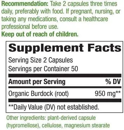 NATURE'S WAY - Nature's Way Burdock Root 475Mg. 100 Capsulas 2 Pack - The Red Vitamin MX - Suplementos Alimenticios - {{ shop.shopifyCountryName }}