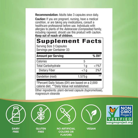 NATURE'S WAY - Nature's Way Dandelion Root 100 Capsulas - The Red Vitamin MX - Suplementos Alimenticios - {{ shop.shopifyCountryName }}
