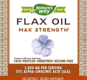 NATURE'S WAY - Nature's Way Flax Oil Max Strength 200 Capsulas Blandas - The Red Vitamin MX - Suplementos Alimenticios - {{ shop.shopifyCountryName }}