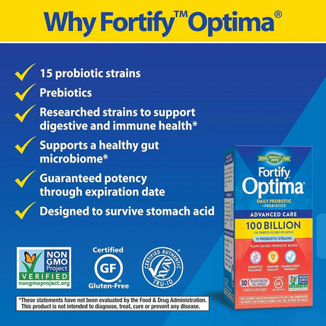 NATURE'S WAY - Nature’s Way Fortify Optima Daily Probiotic 100 Billion 30 Capsulas - The Red Vitamin MX - Suplementos Alimenticios - {{ shop.shopifyCountryName }}
