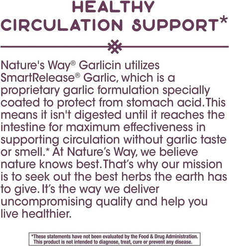NATURE'S WAY - Nature's Way Premium Herbal Garlicin Cardio 350Mg. 180 Tabletas - The Red Vitamin MX - Suplementos Alimenticios - {{ shop.shopifyCountryName }}
