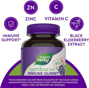 NATURE'S WAY - Nature's Way Sambucus Elderberry Immune Gummies for Kids 60 Gomitas - The Red Vitamin MX - Suplementos Alimenticios - {{ shop.shopifyCountryName }}
