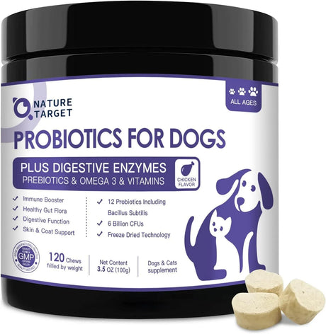 NATURE TARGET - Nature Target Probiotics for Dogs 6 Billion CFUs 120 Masticables - The Red Vitamin MX - Probióticos Para Perros - {{ shop.shopifyCountryName }}