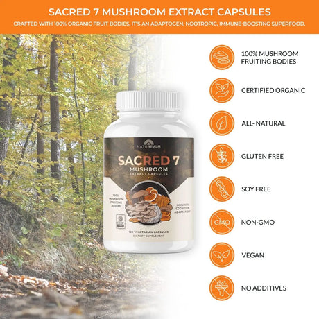 NATUREALM - Naturealm Sacred 7 Mushroom Extract Capsules 120 Capsulas - The Red Vitamin MX - Suplementos Alimenticios - {{ shop.shopifyCountryName }}