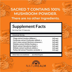 NATUREALM - Naturealm Sacred 7 Mushroom Extract Capsules 120 Capsulas - The Red Vitamin MX - Suplementos Alimenticios - {{ shop.shopifyCountryName }}