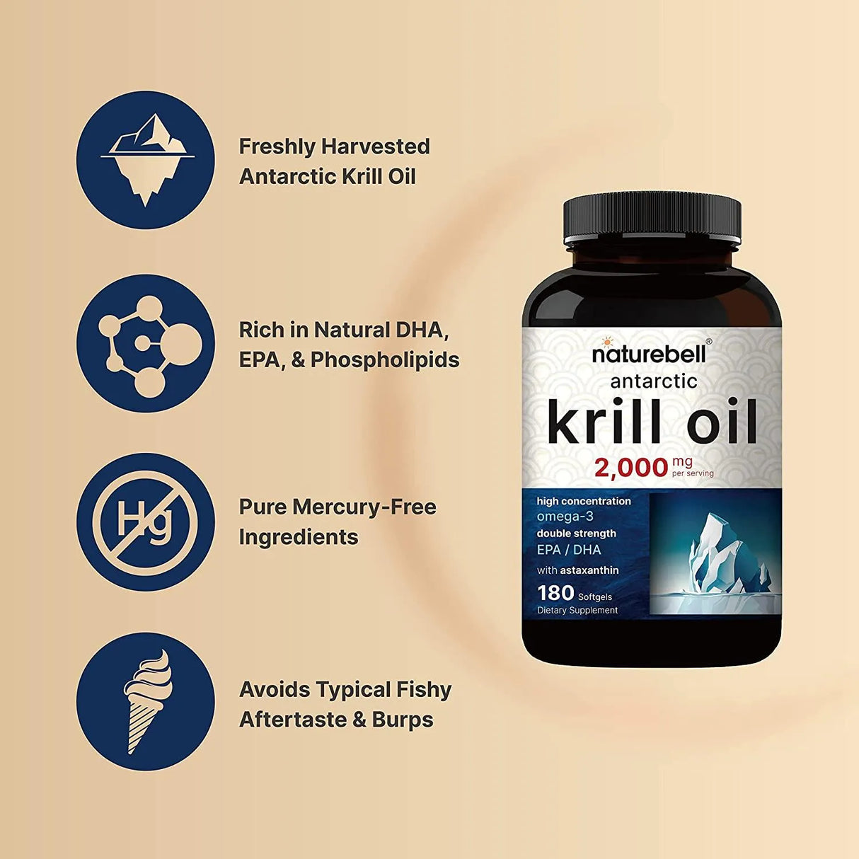 NATUREBELL - NatureBell Antarctic Krill Oil 2000Mg. 180 Capsulas Blandas - The Red Vitamin MX - Suplementos Alimenticios - {{ shop.shopifyCountryName }}