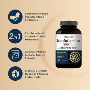 NATUREBELL - NatureBell Benfotiamine 300Mg. 240 Capsulas - The Red Vitamin MX - Suplementos Alimenticios - {{ shop.shopifyCountryName }}