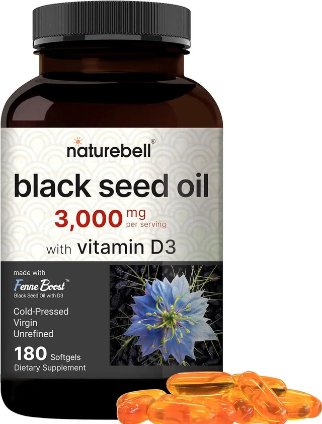 NATUREBELL - NatureBell Cold Pressed Black Seed Oil 3,000Mg. 180 Capsulas Blandas - The Red Vitamin MX - Suplementos Alimenticios - {{ shop.shopifyCountryName }}