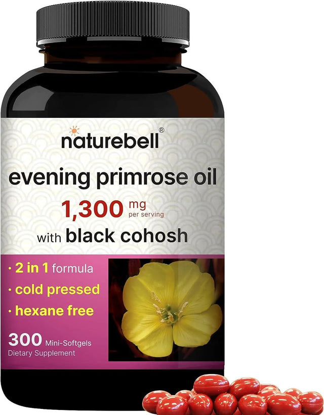 NATUREBELL - NatureBell Evening Primrose Oil with Black Cohosh 1,300Mg. 300 Mini Capsulas Blandas - The Red Vitamin MX - Suplementos Alimenticios - {{ shop.shopifyCountryName }}