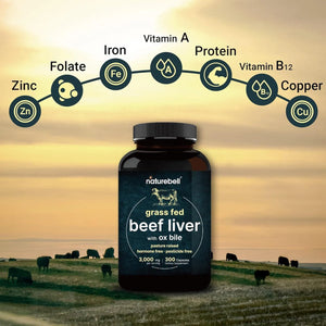 NATUREBELL - NatureBell Grass Fed Beef Liver 3000Mg. 300 Capsulas - The Red Vitamin MX - Suplementos Alimenticios - {{ shop.shopifyCountryName }}