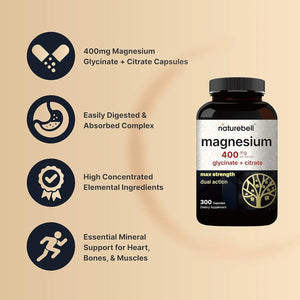 NATUREBELL - NatureBell Magnesium Complex 400Mg. Glycinate + Citrate 300 Capsulas - The Red Vitamin MX - Suplementos Alimenticios - {{ shop.shopifyCountryName }}