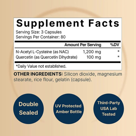 NATUREBELL - NatureBell NAC N-Acetyl Cysteine with Quercetin 1200Mg. 480 Capsulas - The Red Vitamin MX - Suplementos Alimenticios - {{ shop.shopifyCountryName }}