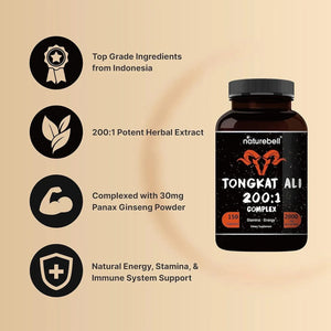 NATUREBELL - NatureBell Tongkat Ali 200:1 2000Mg. 150 Capsulas - The Red Vitamin MX - Suplementos Alimenticios - {{ shop.shopifyCountryName }}