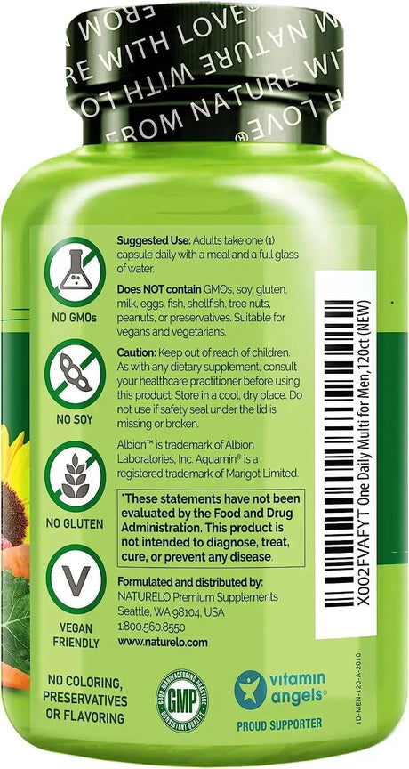 NATURELO - Naturelo One Daily Multivitamin for Men 120 Capsulas - The Red Vitamin MX - Suplementos Alimenticios - {{ shop.shopifyCountryName }}