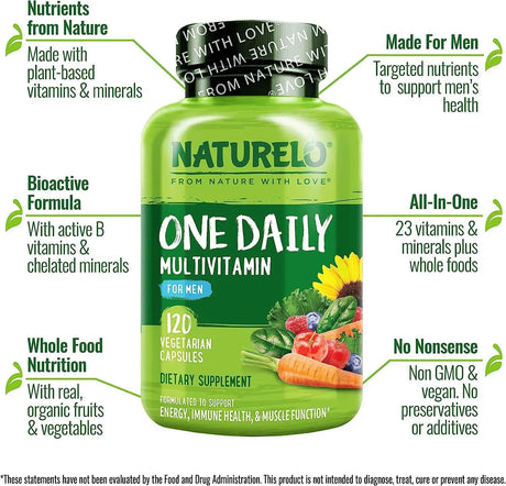 NATURELO - Naturelo One Daily Multivitamin for Men 120 Capsulas - The Red Vitamin MX - Suplementos Alimenticios - {{ shop.shopifyCountryName }}