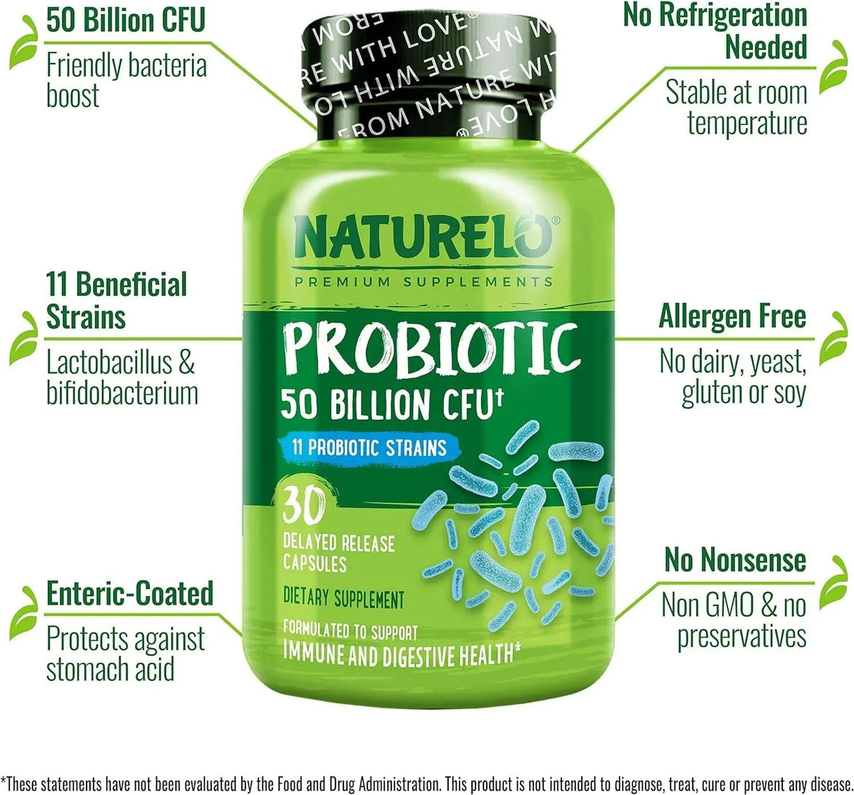 NATURELO - Naturelo Probiotics 50 Billion CFU 30 Capsulas - The Red Vitamin MX - Suplementos Alimenticios - {{ shop.shopifyCountryName }}