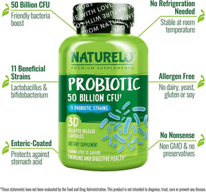 NATURELO - Naturelo Probiotics 50 Billion CFU 30 Capsulas - The Red Vitamin MX - Suplementos Alimenticios - {{ shop.shopifyCountryName }}