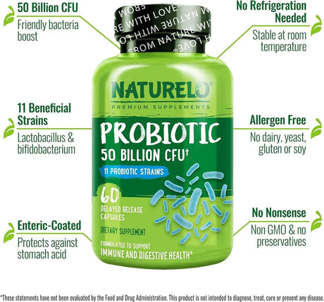 NATURELO - Naturelo Probiotics 50 Billion CFU 60 Capsulas - The Red Vitamin MX - Suplementos Alimenticios - {{ shop.shopifyCountryName }}