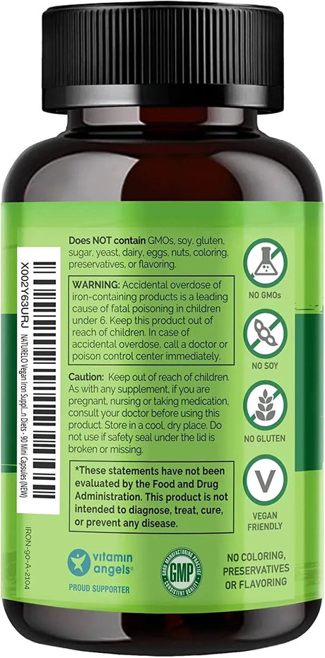 NATURELO - NATURELO Vegan Iron Supplement with Vitamin C and Organic Whole Foods 90 Capsulas - The Red Vitamin MX - Suplementos Alimenticios - {{ shop.shopifyCountryName }}