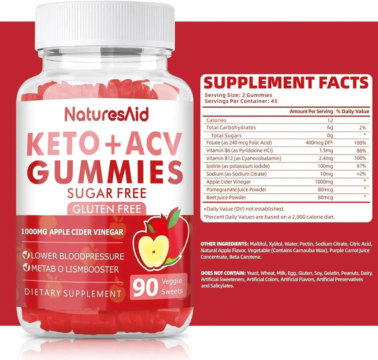 NATURES AID - Natures Aid Keto Acv Gummies 90 Gomitas 2 Pack - The Red Vitamin MX - Suplementos Alimenticios - {{ shop.shopifyCountryName }}