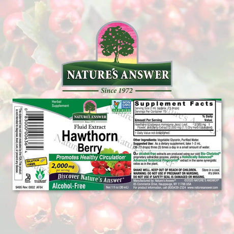 NATURE´S ANSWER - Nature's Answer Alcohol-Free Hawthorn Berries 2000Mg. 1 Oz. - The Red Vitamin MX - Suplementos Alimenticios - {{ shop.shopifyCountryName }}