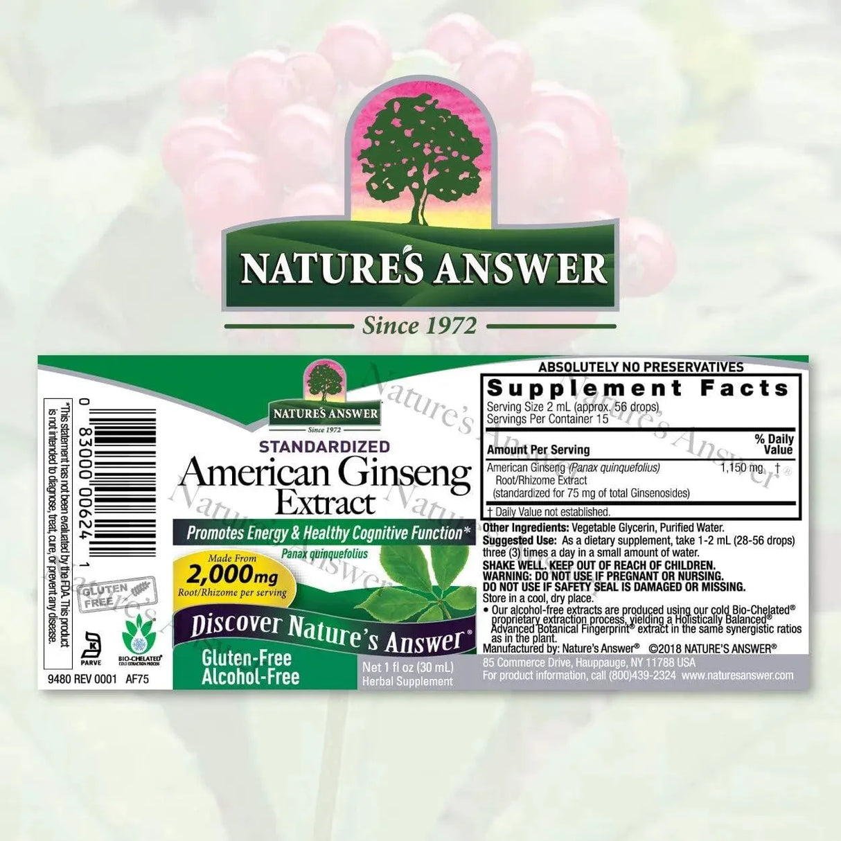 NATURE´S ANSWER - Nature's Answer Ginseng American Root 1 Fl.Oz. - The Red Vitamin MX - Suplementos Alimenticios - {{ shop.shopifyCountryName }}