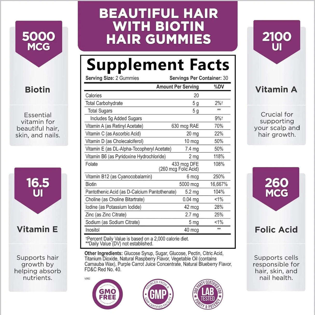 NATURES CHOICE - Nature's Choice Hair Vitamins Gummies with Biotin 60 Gomitas - The Red Vitamin MX - Suplementos Alimenticios - {{ shop.shopifyCountryName }}