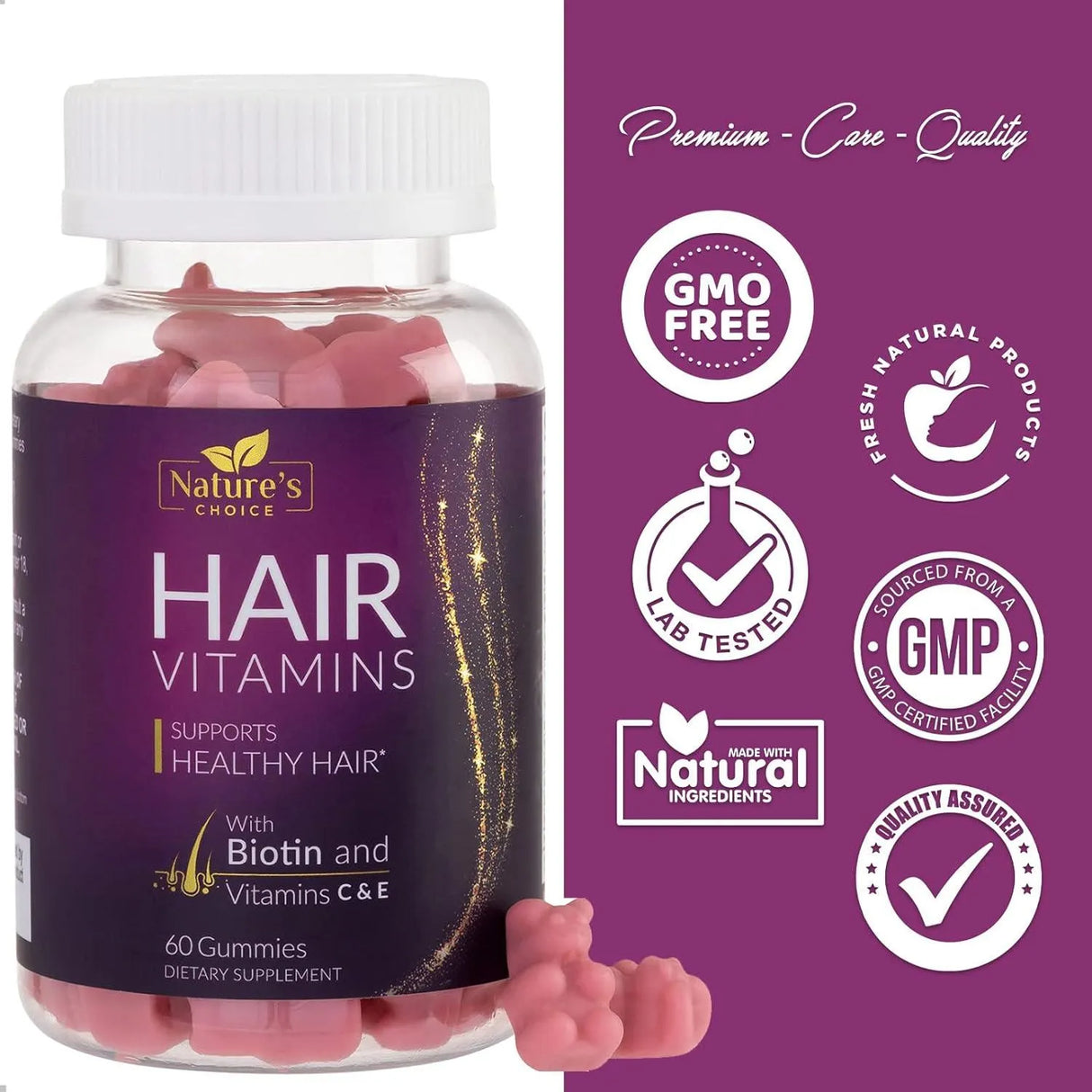 NATURES CHOICE - Nature's Choice Hair Vitamins Gummies with Biotin 60 Gomitas - The Red Vitamin MX - Suplementos Alimenticios - {{ shop.shopifyCountryName }}