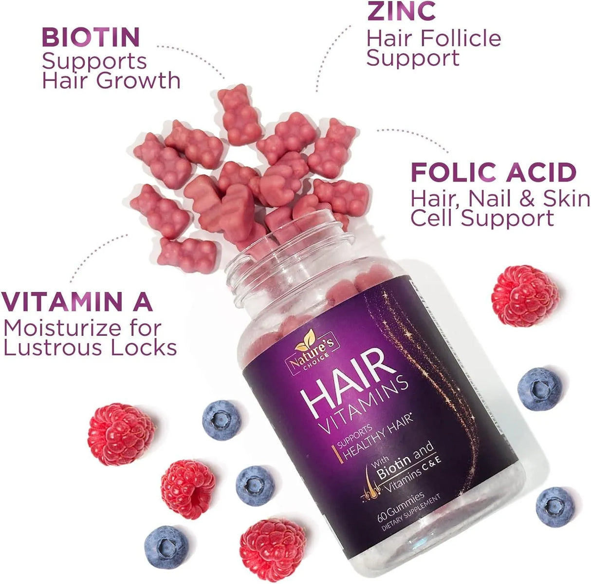 NATURES CHOICE - Nature's Choice Hair Vitamins Gummies with Biotin 60 Gomitas - The Red Vitamin MX - Suplementos Alimenticios - {{ shop.shopifyCountryName }}