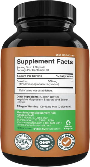 NATURES CRAFT - Natures Craft Bovine Colostrum Capsules with Immunoglobulin G 60 Capsulas - The Red Vitamin MX - Suplementos Alimenticios - {{ shop.shopifyCountryName }}